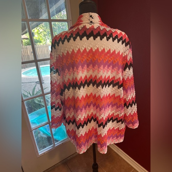 Alfred Dunner Women’s Size L Multicolor Chevron Knit Twinset Top Tank Cardigan - Picture 6 of 10